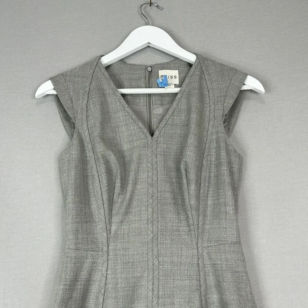 Reiss Rimini Tailored‎ Sheath Dress Womens 0 Gray Wool Blend Office Career Work